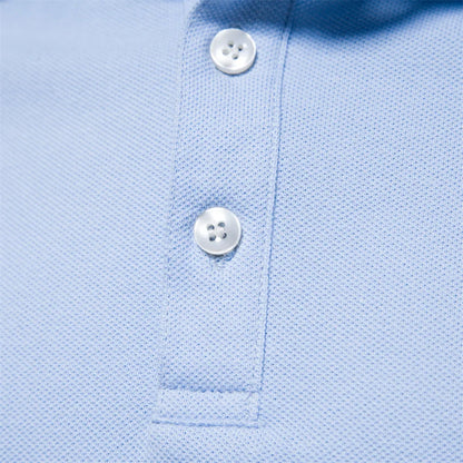 Men's Short-Sleeve Polo Shirt with Stripe Trim and Chest Logo