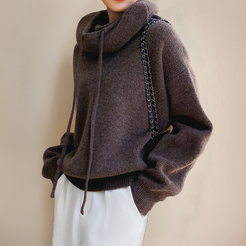 Women’s Knit Hoodie in Wool Blend for Winter